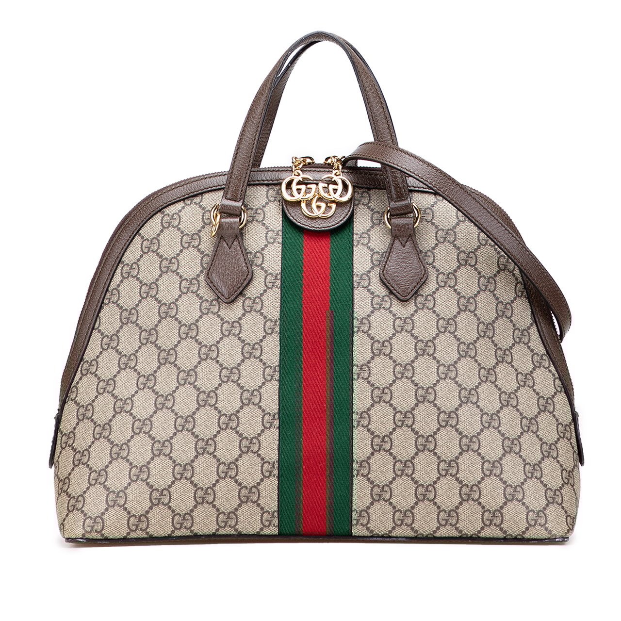 Gucci Medium GG Supreme Ophidia Web Satchel Bruin