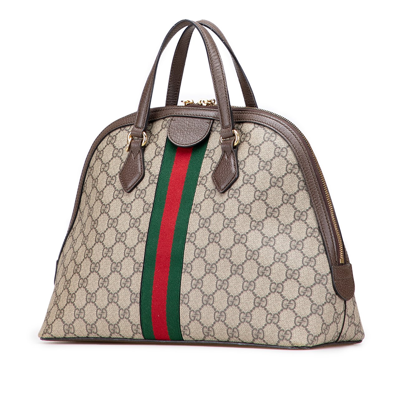 Gucci Medium GG Supreme Ophidia Web Satchel Bruin