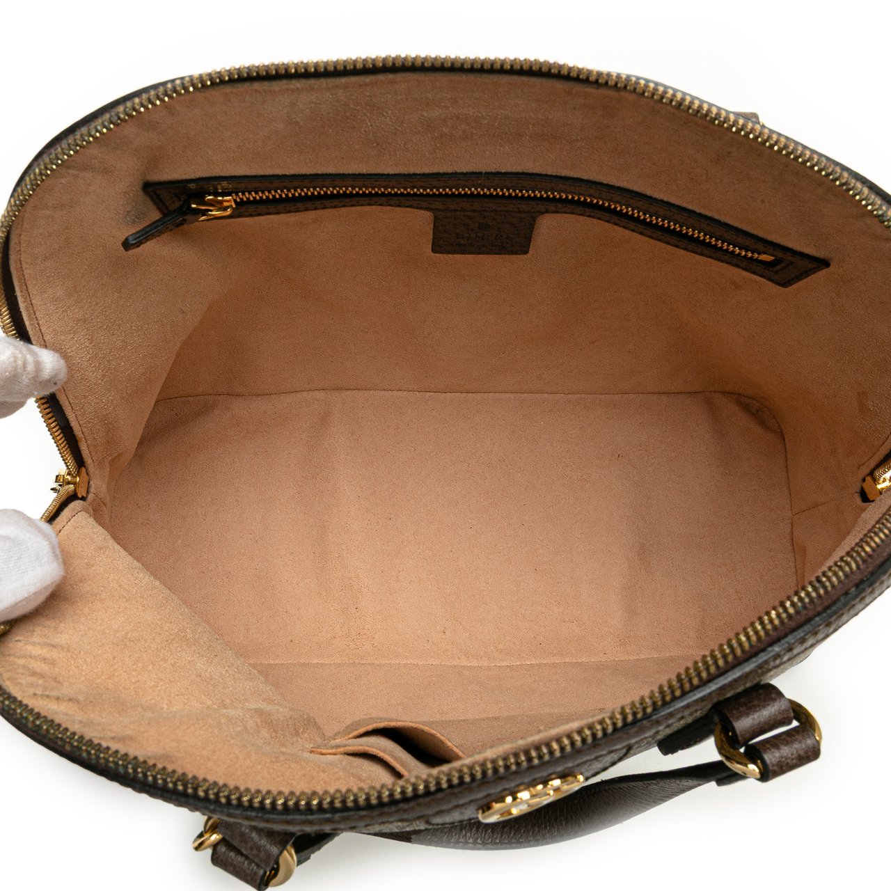 Gucci Medium GG Supreme Ophidia Web Satchel Bruin