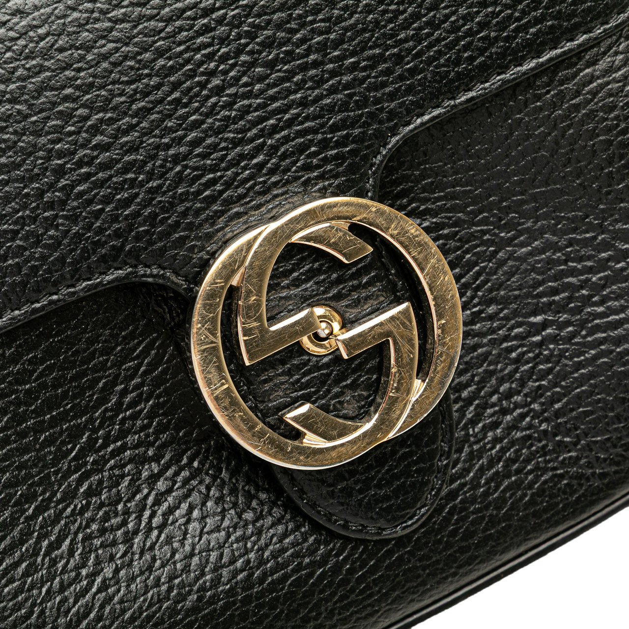 Gucci Small Dollar Calfskin Interlocking G Crossbody Zwart
