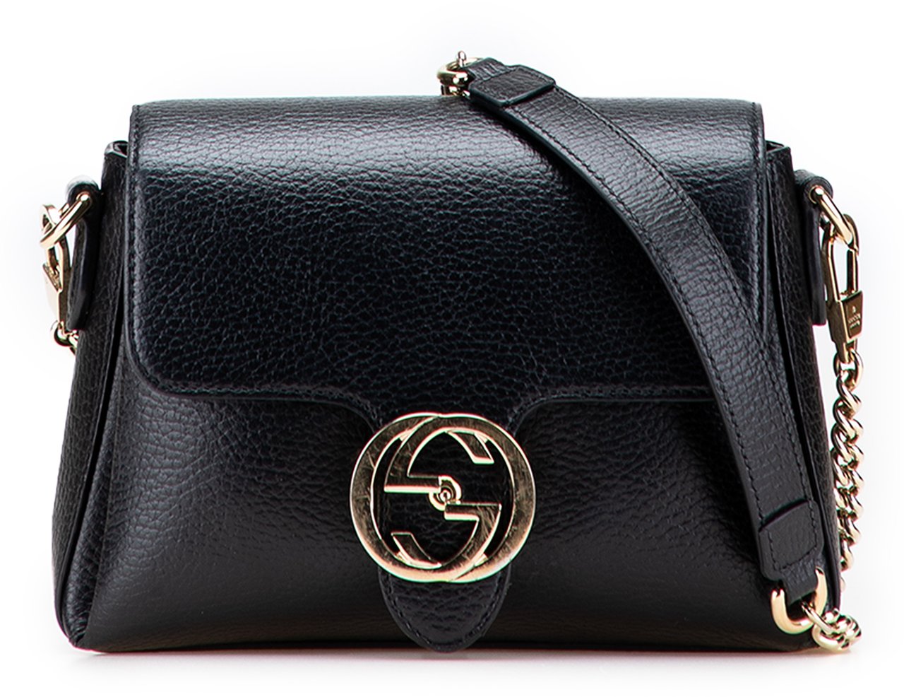 Gucci Small Dollar Calfskin Interlocking G Crossbody Zwart
