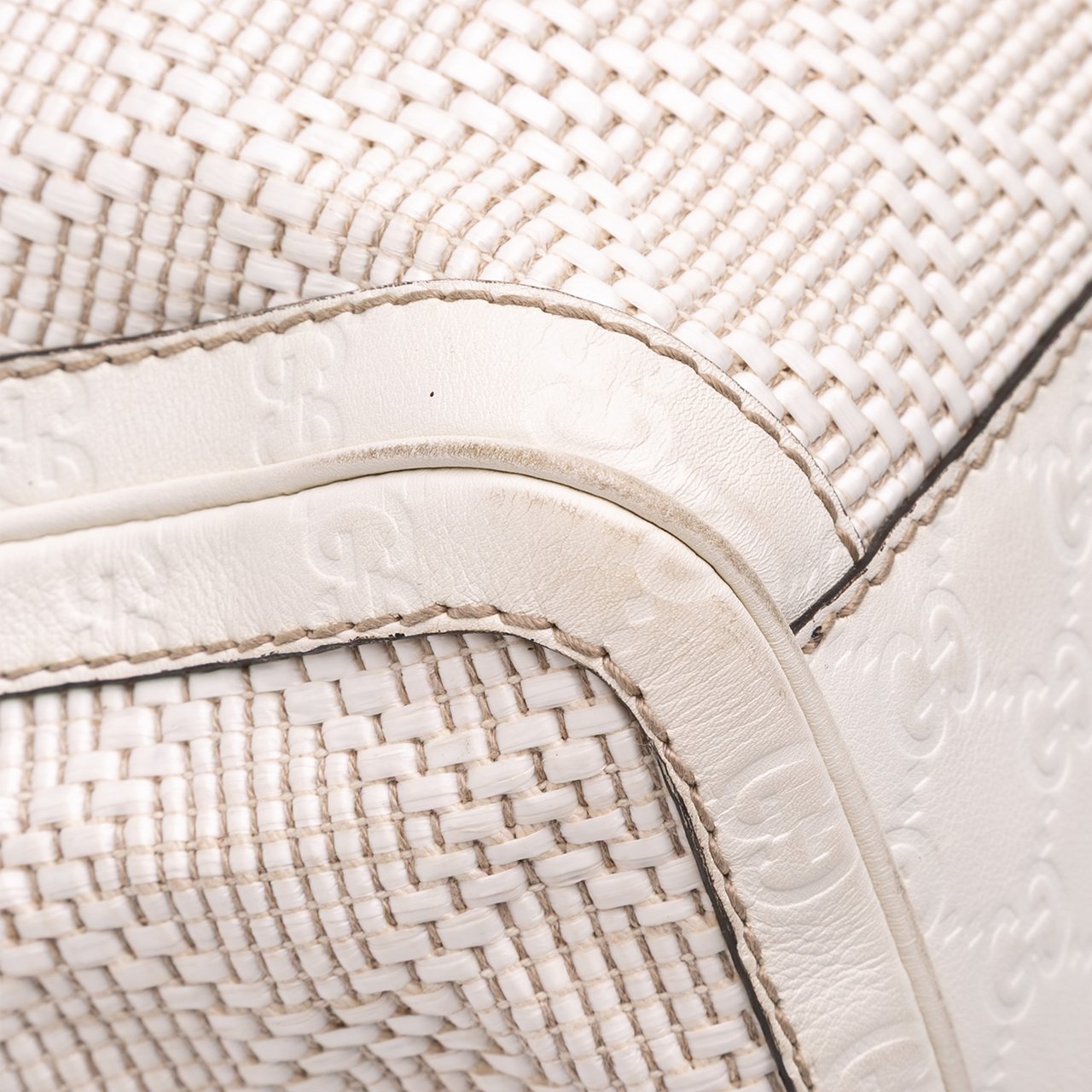 Gucci Large Diamante Raffia Sukey Tote Wit