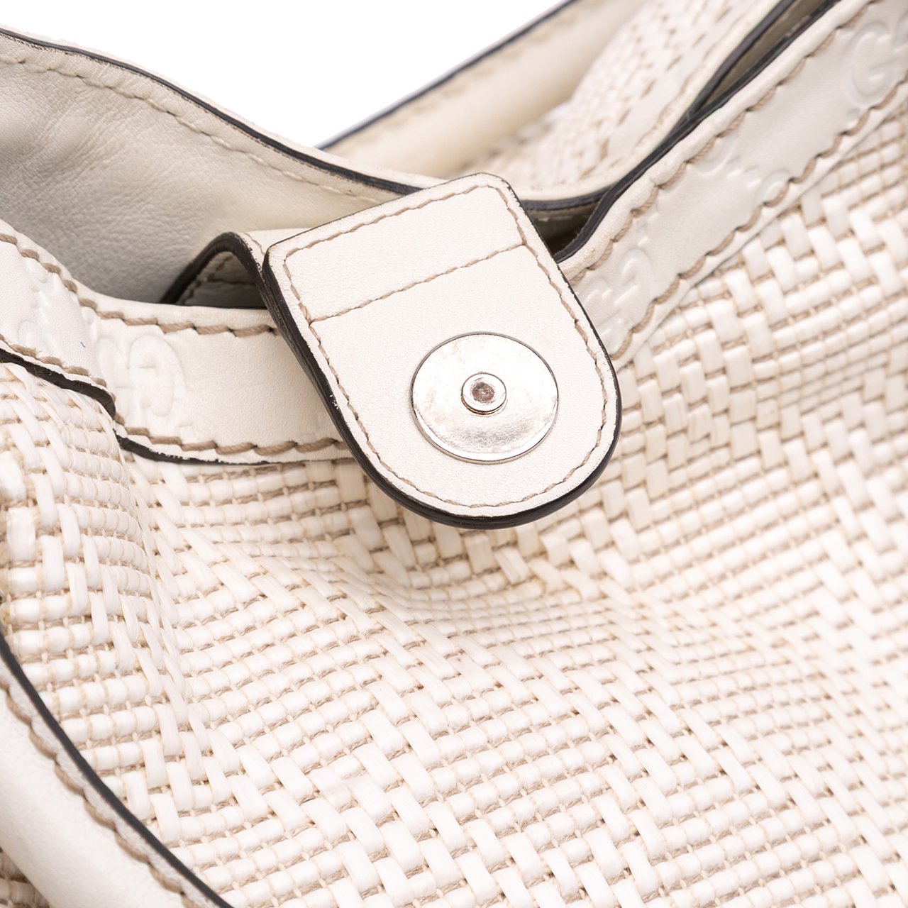 Gucci Large Diamante Raffia Sukey Tote Wit