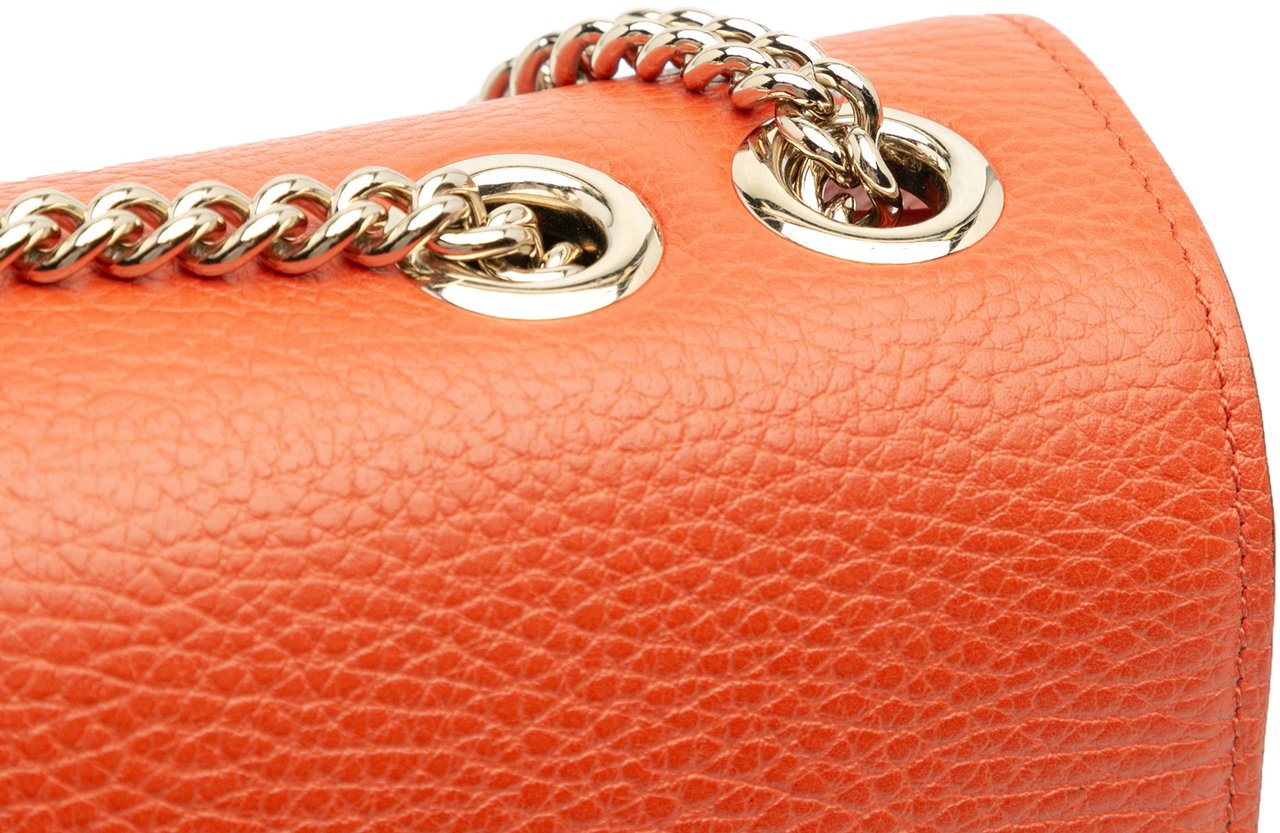 Gucci Medium Dollar Calfskin Interlocking G Crossbody Oranje