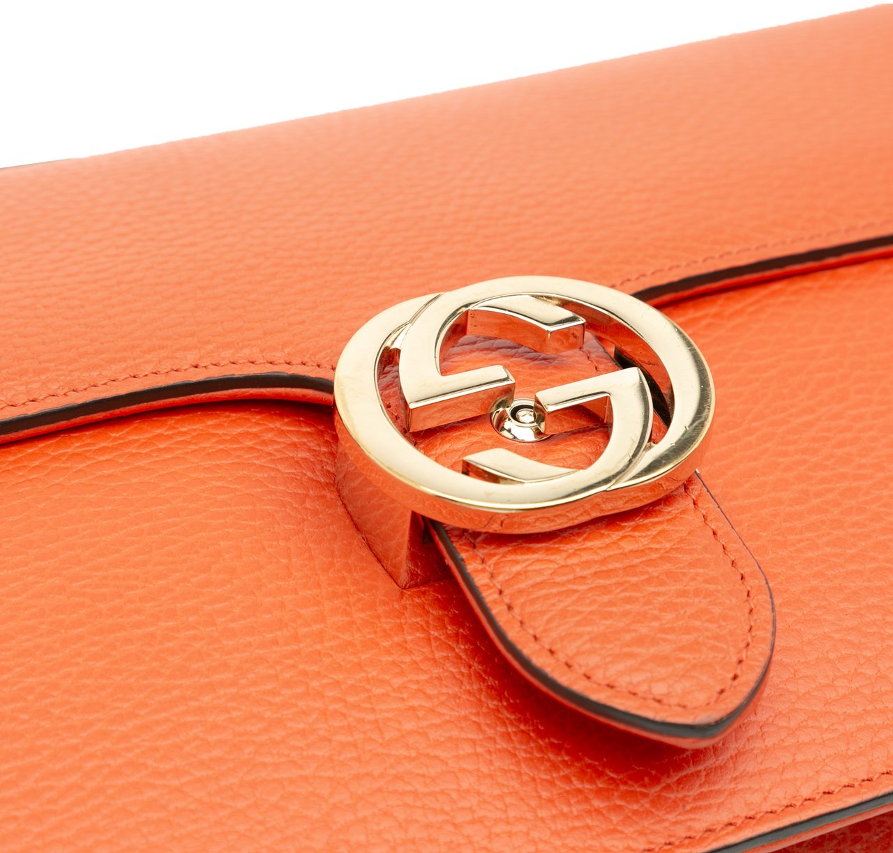 Gucci Medium Dollar Calfskin Interlocking G Crossbody Oranje