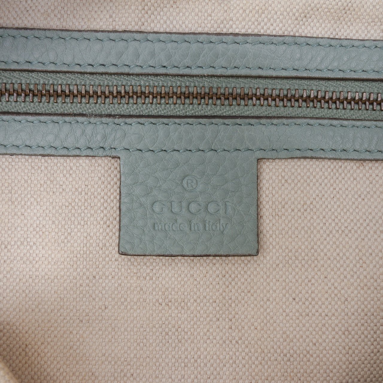 Gucci Medium Pebbled Calfskin Twill Tote Blauw