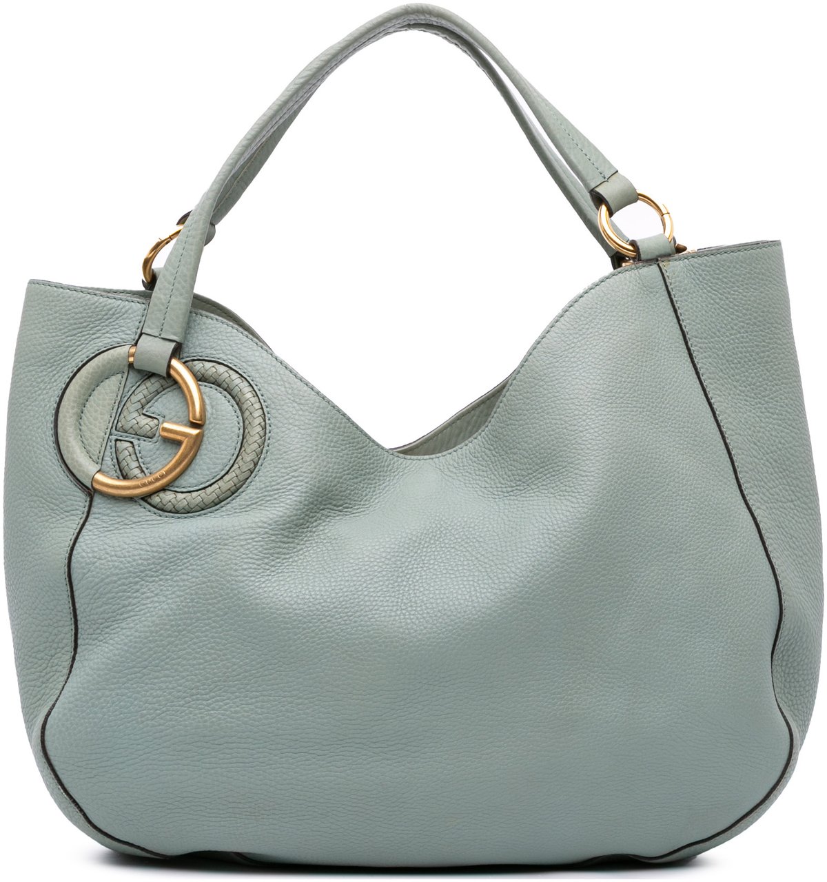 Gucci Medium Pebbled Calfskin Twill Tote Blauw