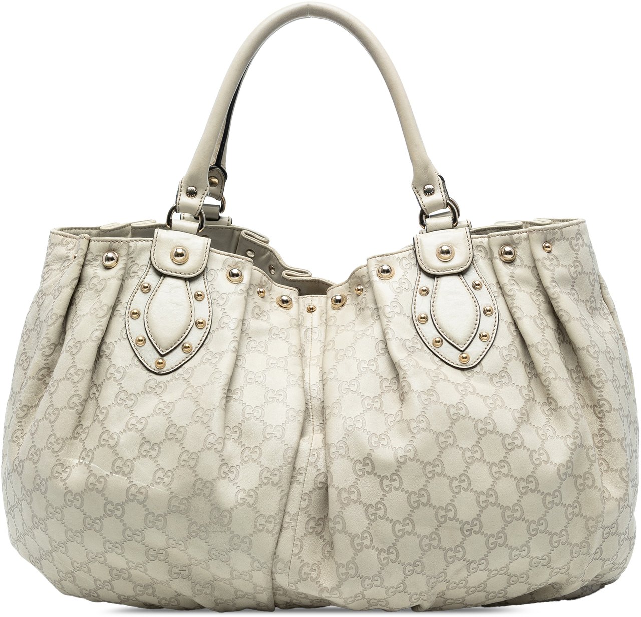 Gucci Large Guccissima Studded Pelham Tote Bruin