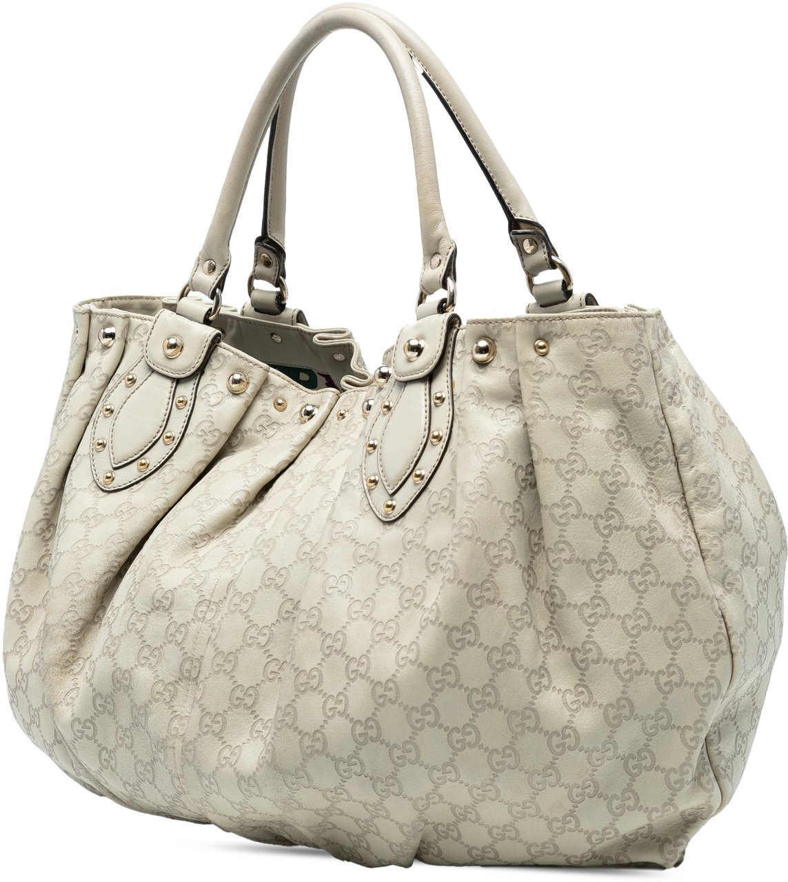 Gucci Large Guccissima Studded Pelham Tote Bruin