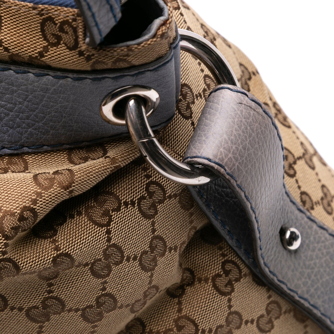 Gucci Large GG Canvas Bamboo Bar Tote Bruin