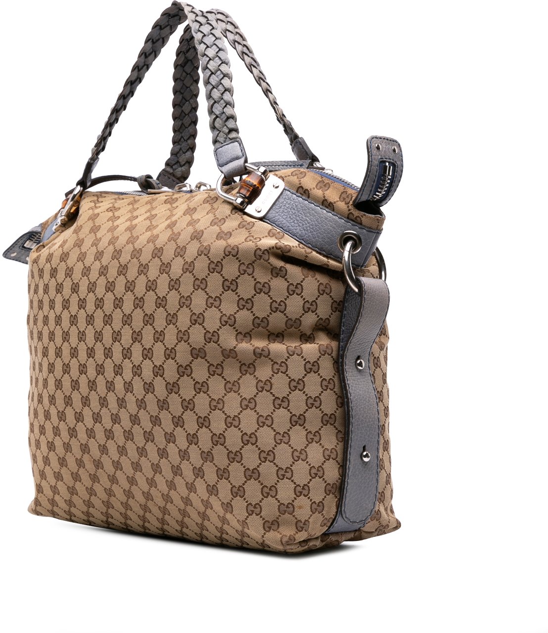 Gucci Large GG Canvas Bamboo Bar Tote Bruin