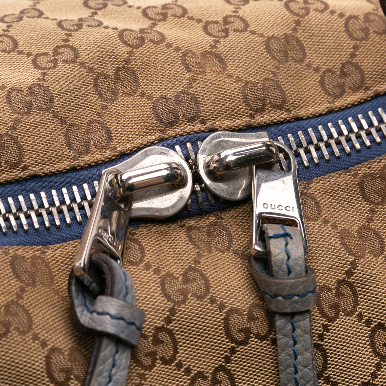 Gucci Large GG Canvas Bamboo Bar Tote Bruin