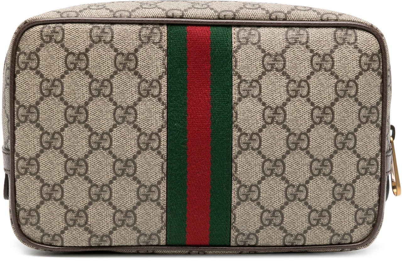 Gucci Beige GG Monogram Canvas Toiletry Bag Grijs