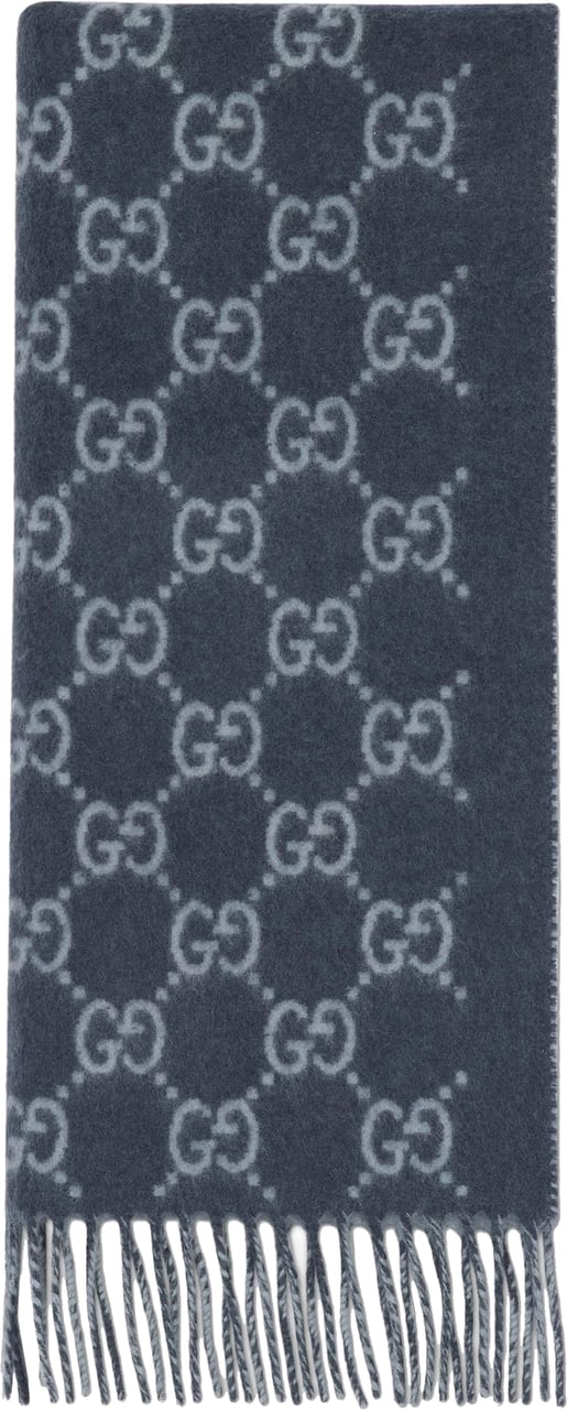 Gucci Grey New Canvy Reversible GG Scarf Grijs
