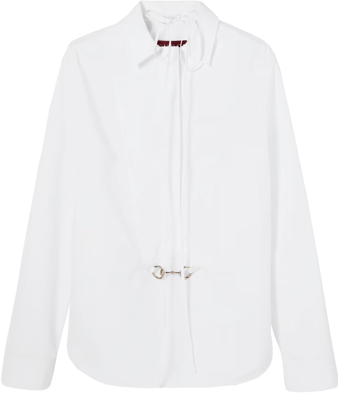 Gucci White Cotton Poplin Tie Ribbon Shirt Wit