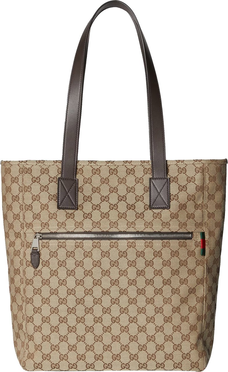 Gucci Beige Medium GG Canvas Web Tote Roze