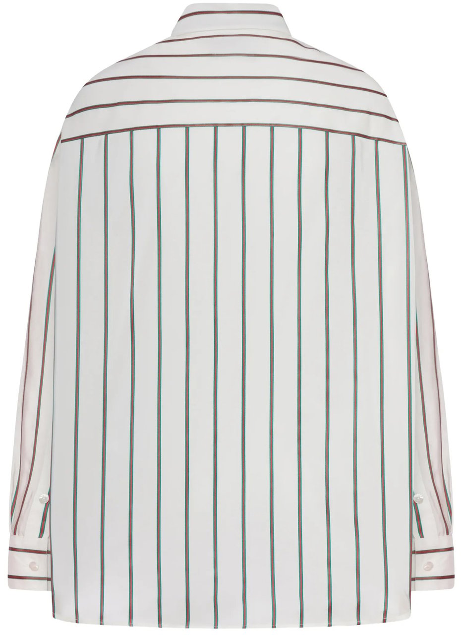Gucci Blue/White Web Silk Habotai Striped Shirt Wit