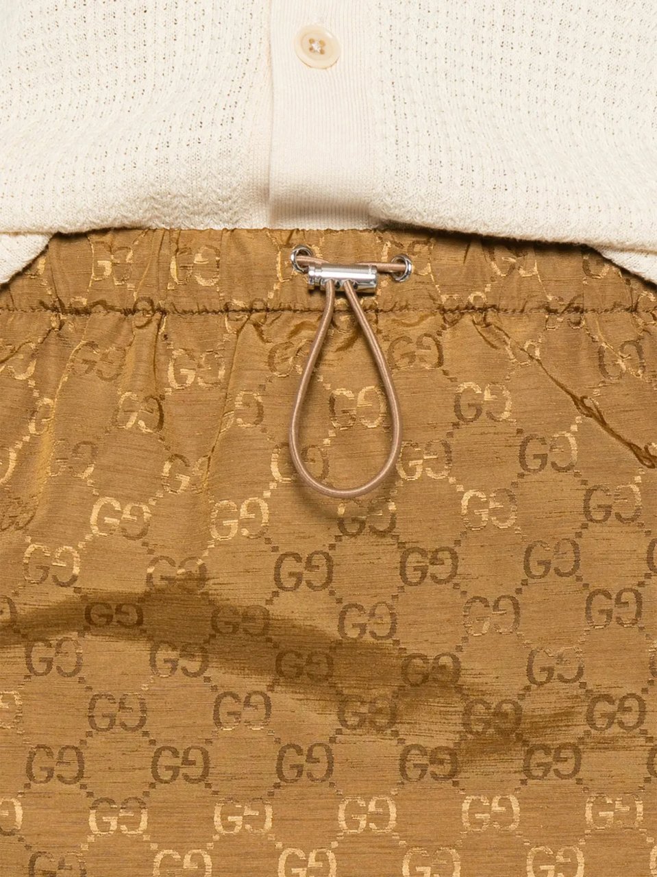 Gucci Brown Slub GG Embossed Nylon Skirt Bruin