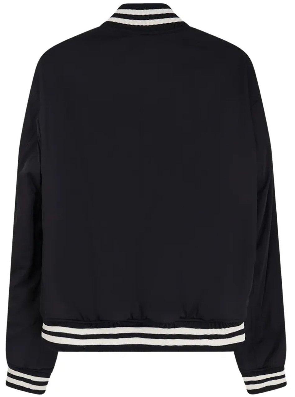 Gucci Black Blouson Ribbed Detail Bomber Jacket Zwart