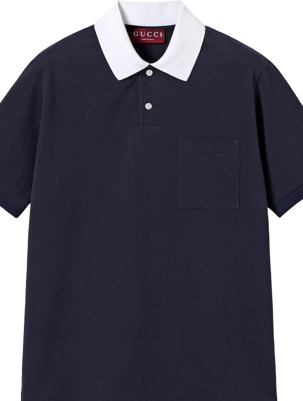 Gucci Blue Short-Sleeve Contrast Collar Polo Zwart