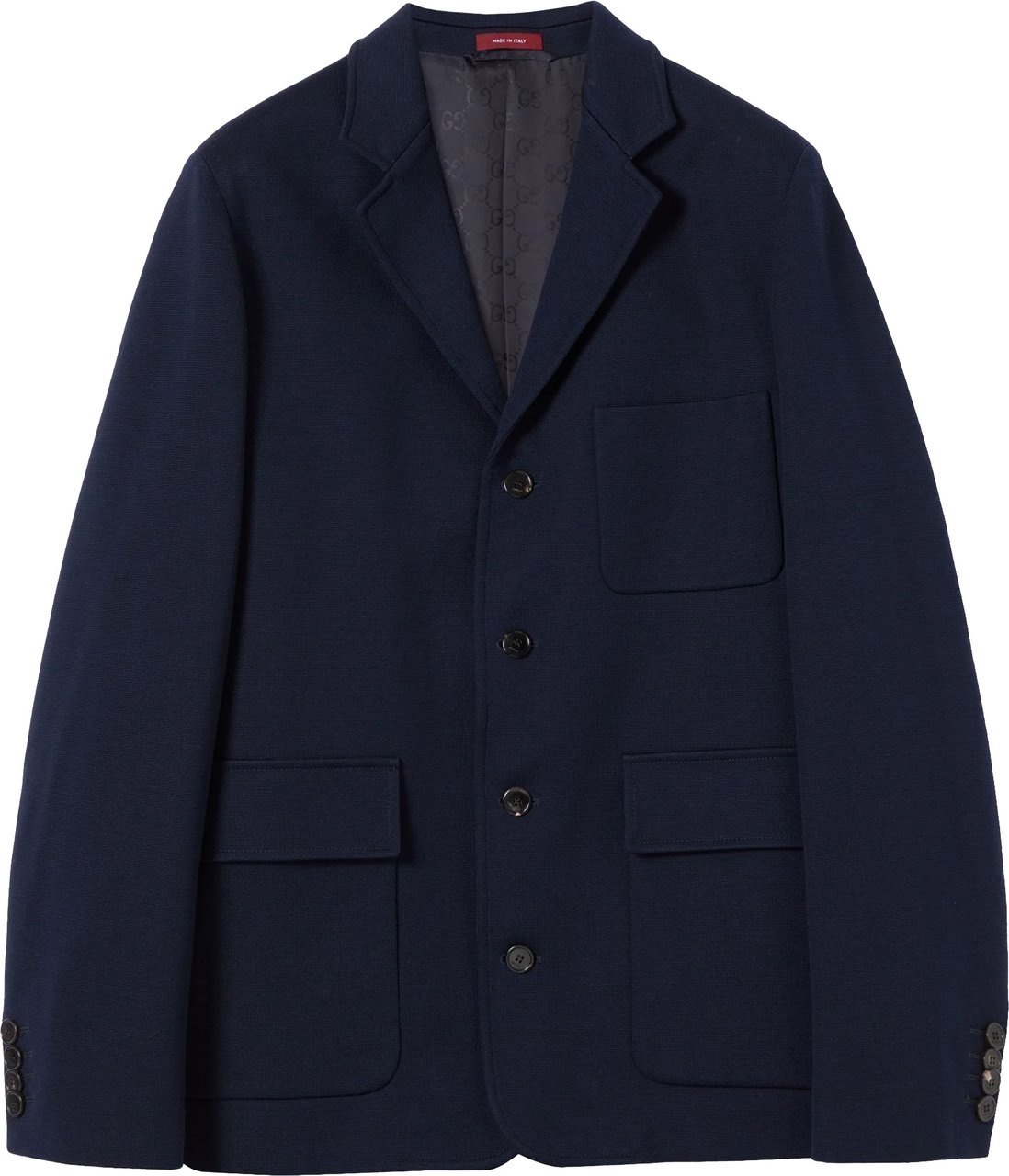 Gucci Navy Tailored Notch Lapel Casual Jacket Zwart
