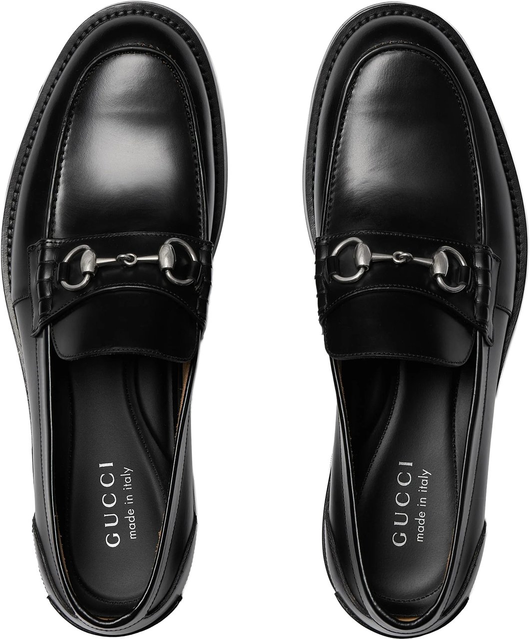 Gucci Black Terenze Silver Horsebit Leather Loafers Zwart