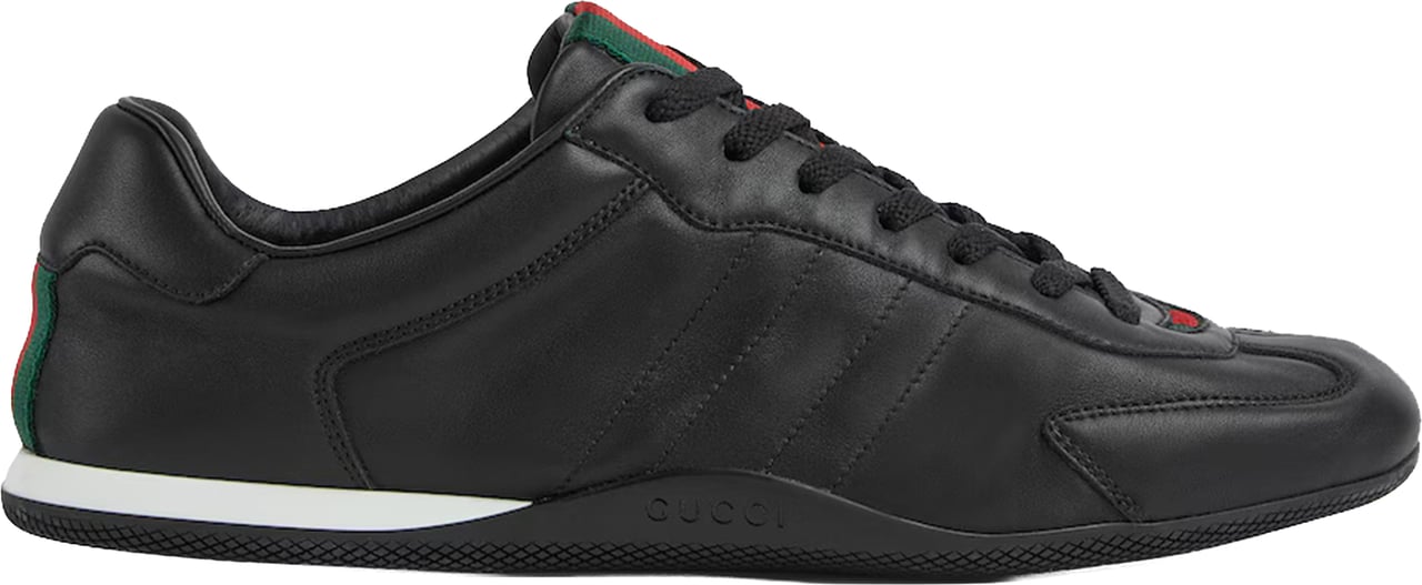 Gucci Black Shift Low-Profile Leather Sneakers Zwart