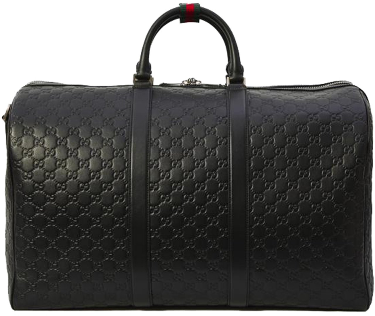 Gucci Black Arabella Structured Embossed Leather Duffle Zwart