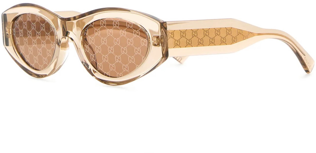 Gucci Amber Cat-Eye Translucent Amber Logo Sunglasses Bruin