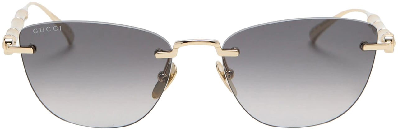 Gucci Gold Rimless Gradient Grey Bamboo Sunglasses Grijs