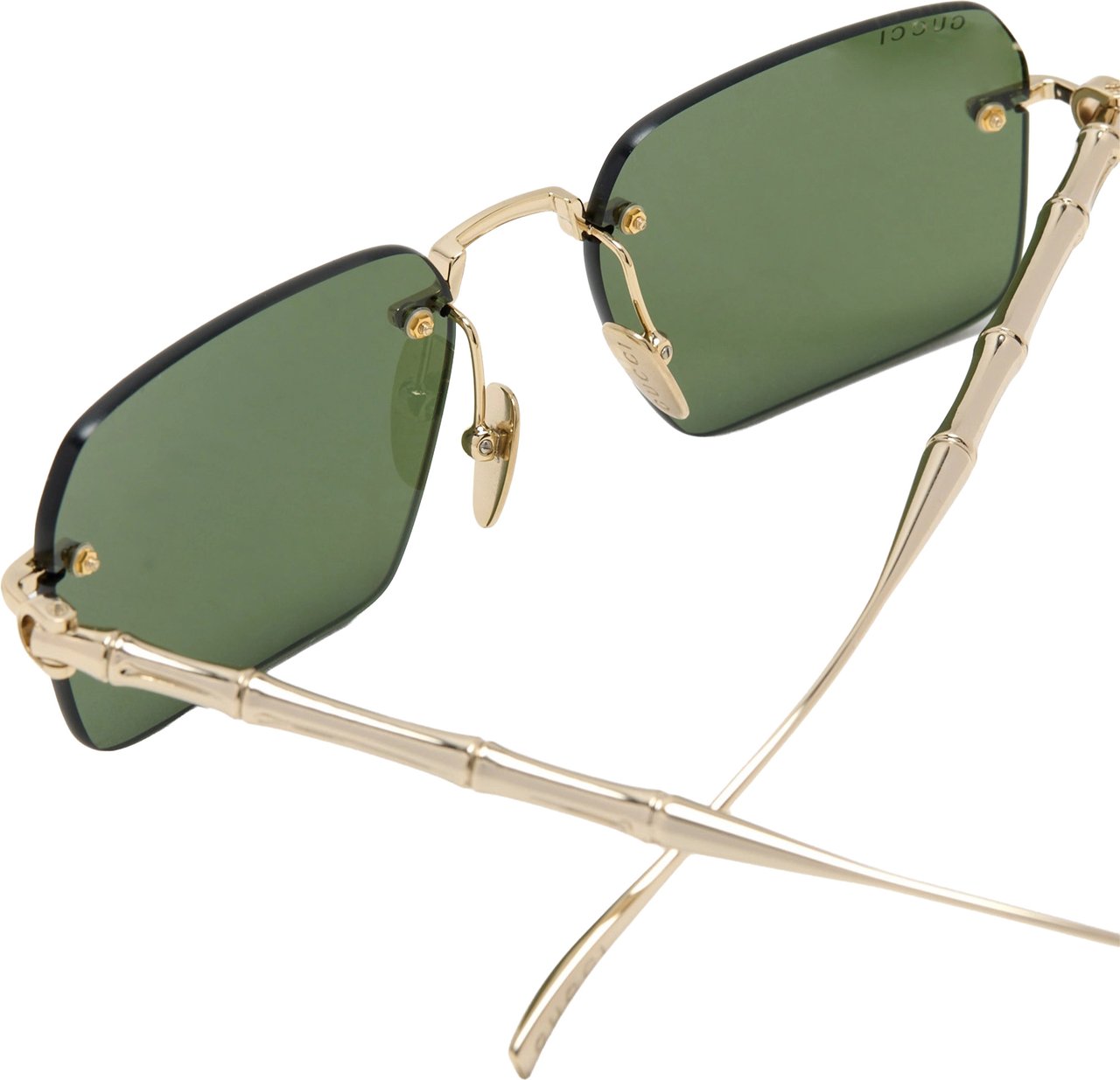 Gucci Gold Rectangular Rimless Bamboo Texture Sunglasses Neutraal