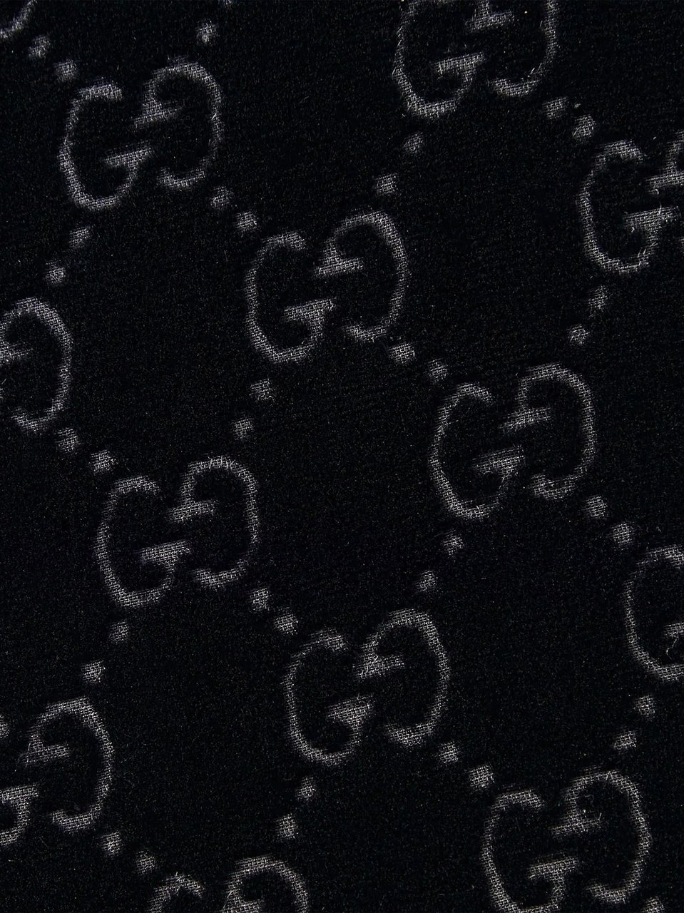 Gucci Black Cropped Velvet Monogrammed Shirt Zwart