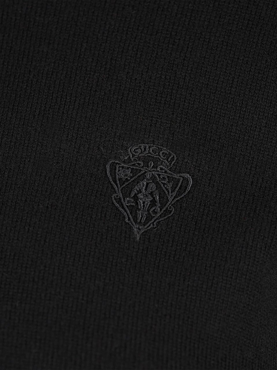 Gucci Black High Kn Fitted Mock Neck Top Zwart