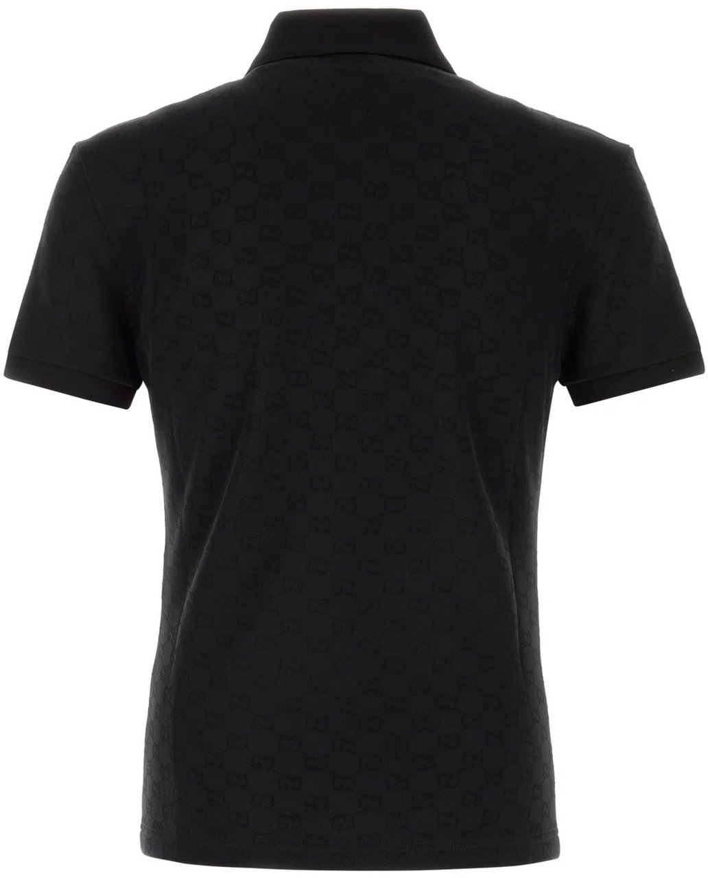 Gucci Black Polo Textured Shirt Zwart