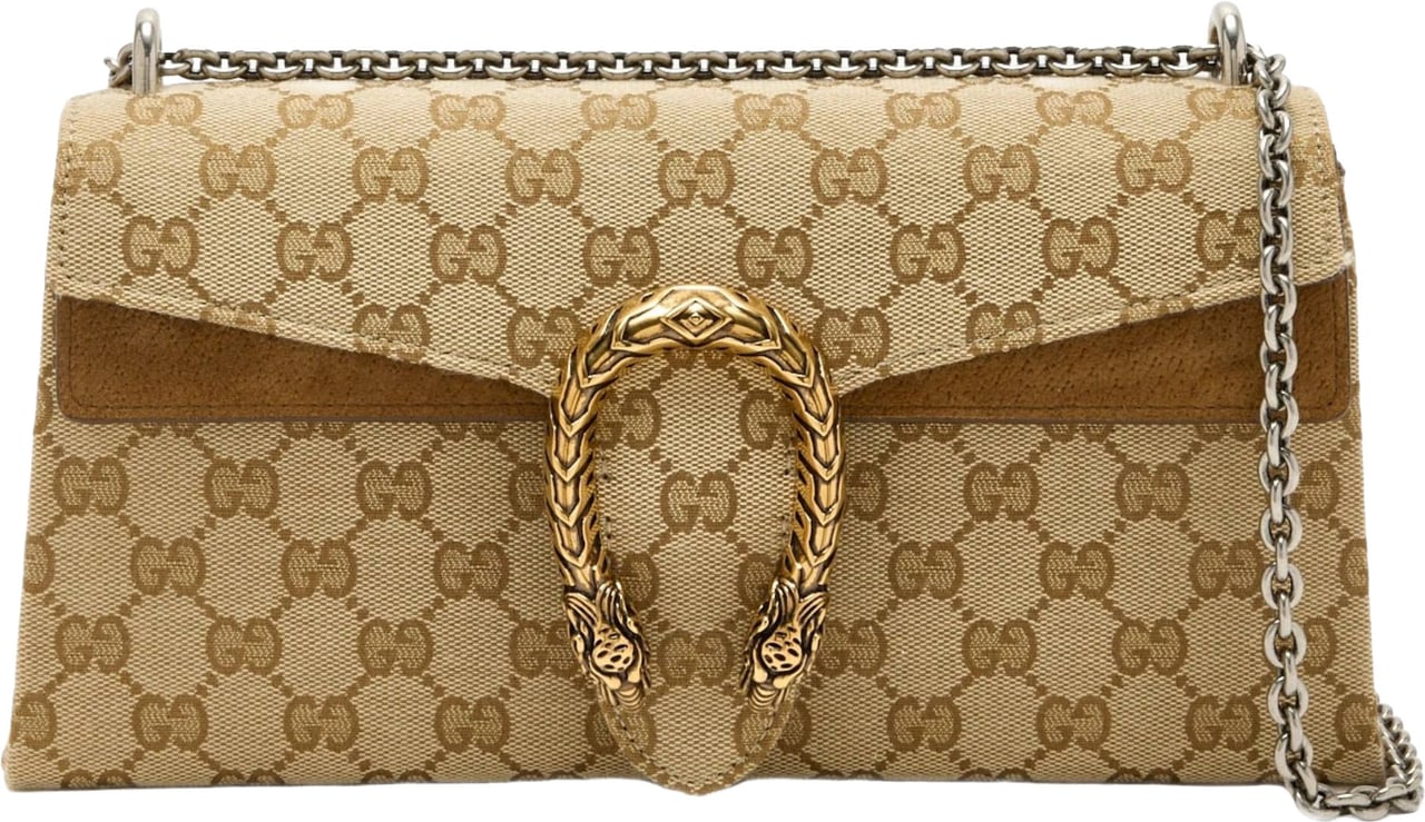 Gucci Beige Dionysus Canvas Shoulder Bag Neutraal