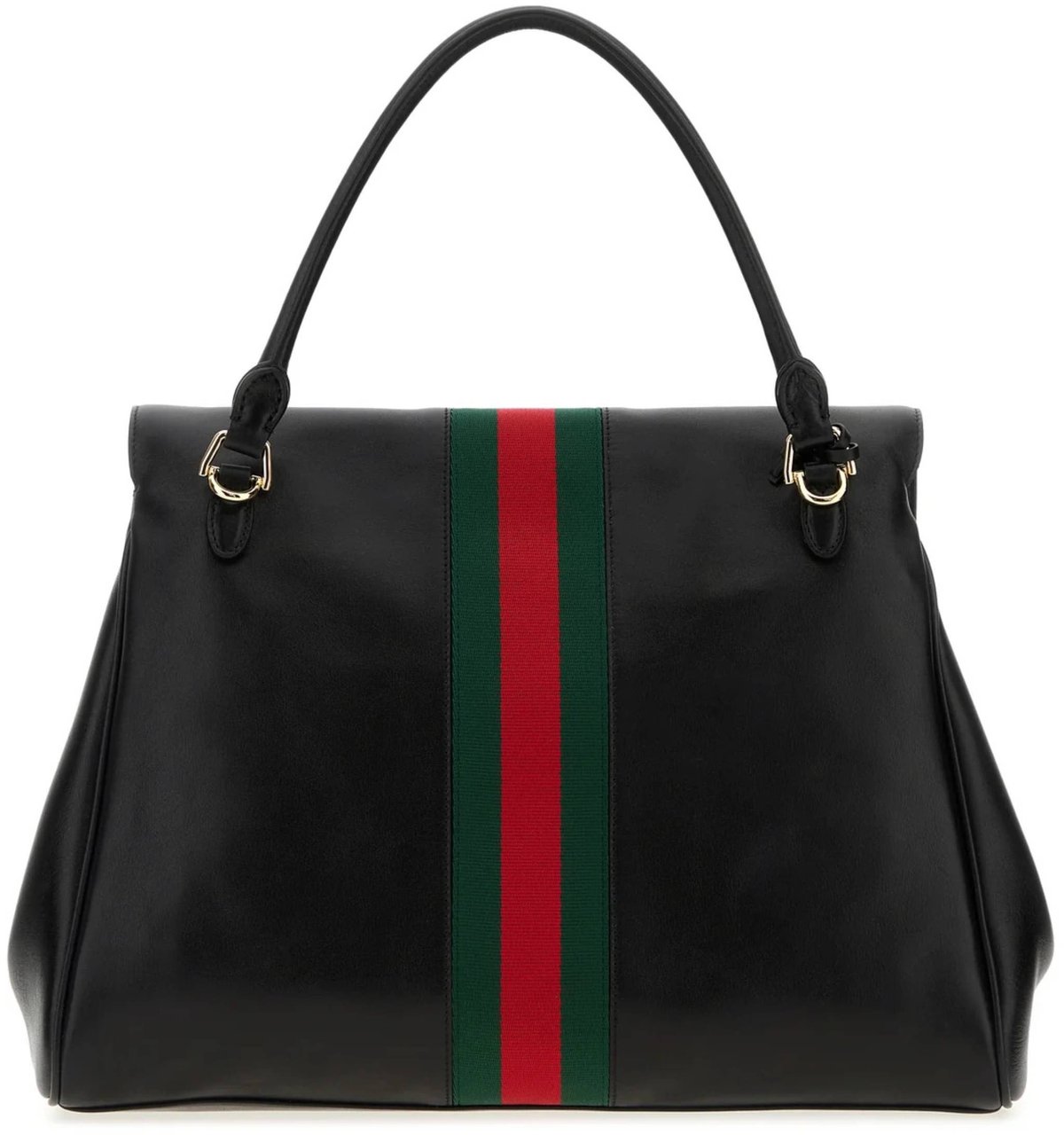 Gucci Black Horsebit Structured Handbag Zwart