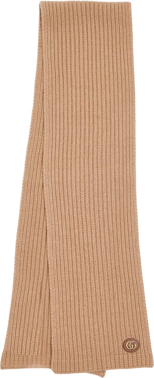 Gucci Camel Sciarpa Ribbed Knit Scarf Bruin