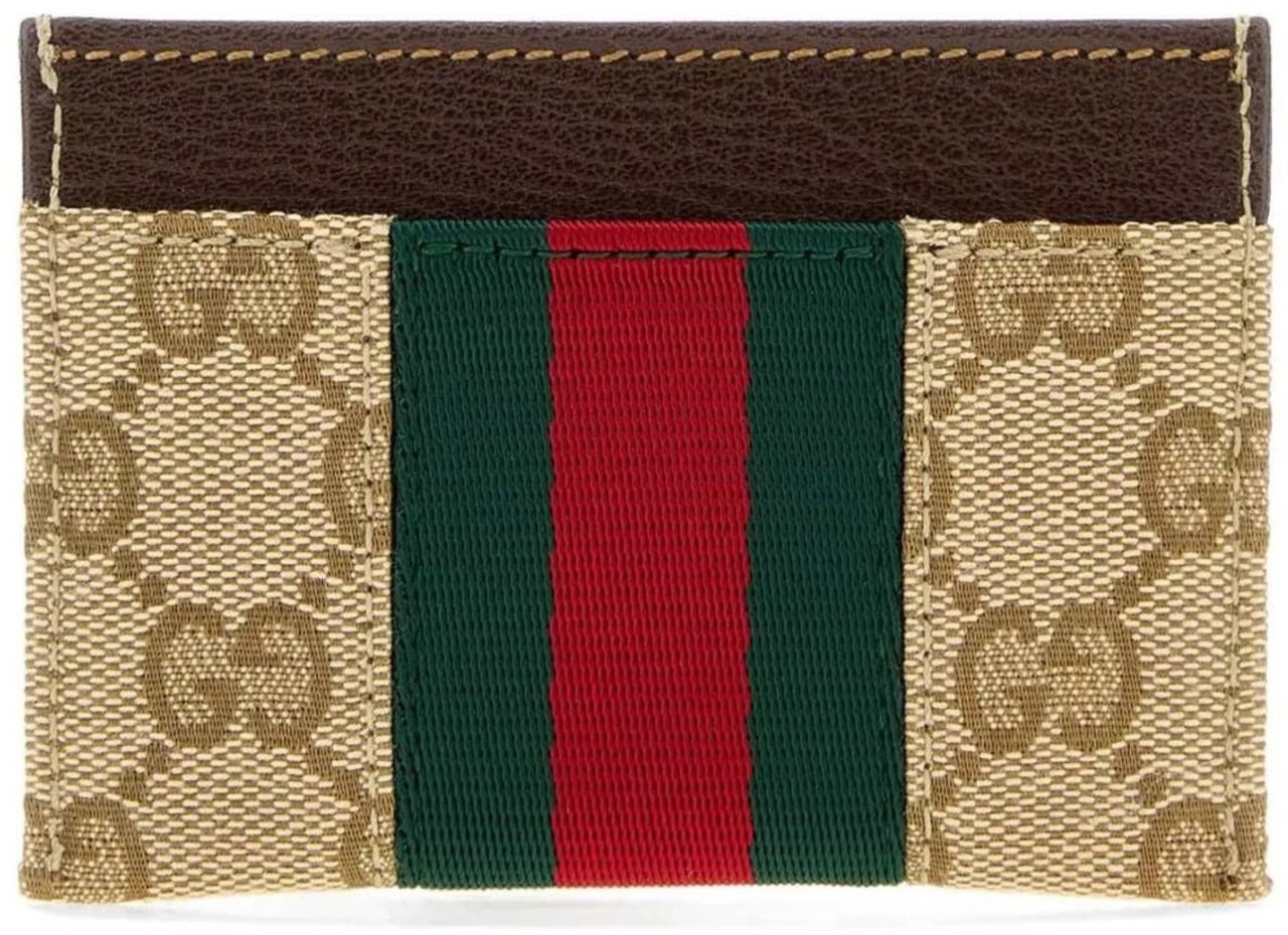 Gucci Beige Wwl Monogram Canvas Cardholder Bruin