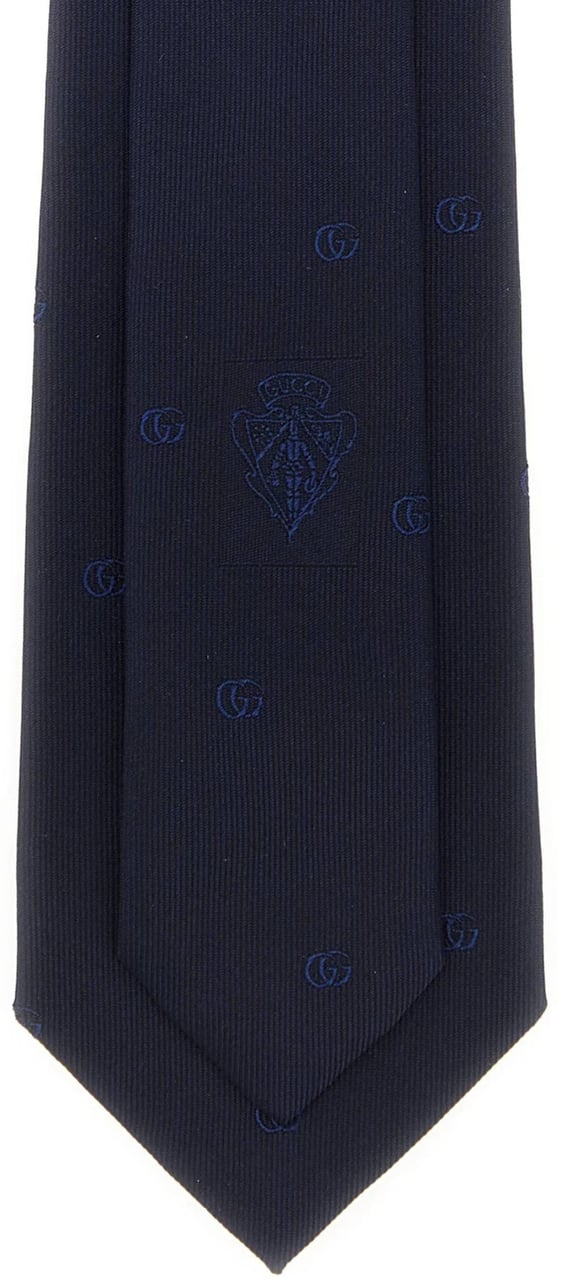 Gucci Navy Tie Running Out Necktie Zwart
