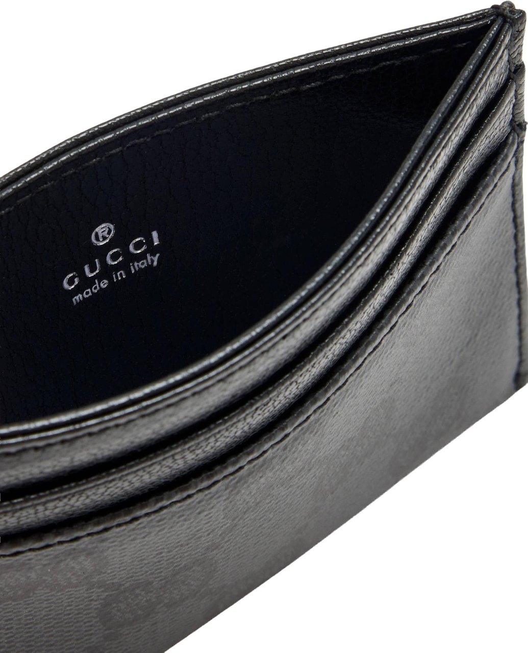 Gucci Black Credit Case Textured Cardholder Zwart