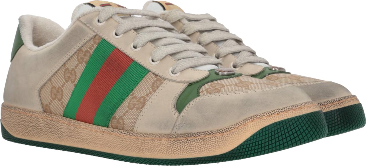 Gucci Beige Screener Sneaker Low-Top Shoes Neutraal