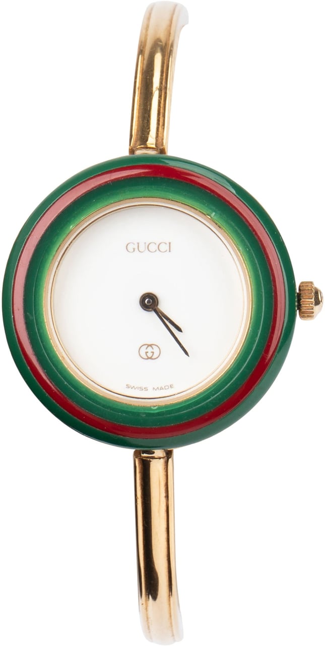 Gucci Gucci Gold Tone Change Bezel 11/12 Women Watch Goud