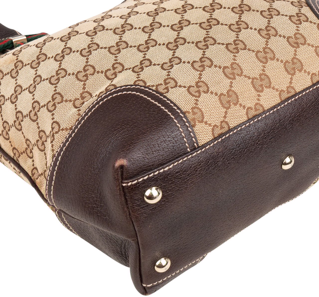 Gucci Gucci GG Monogram Sherry Line Handbag Bruin