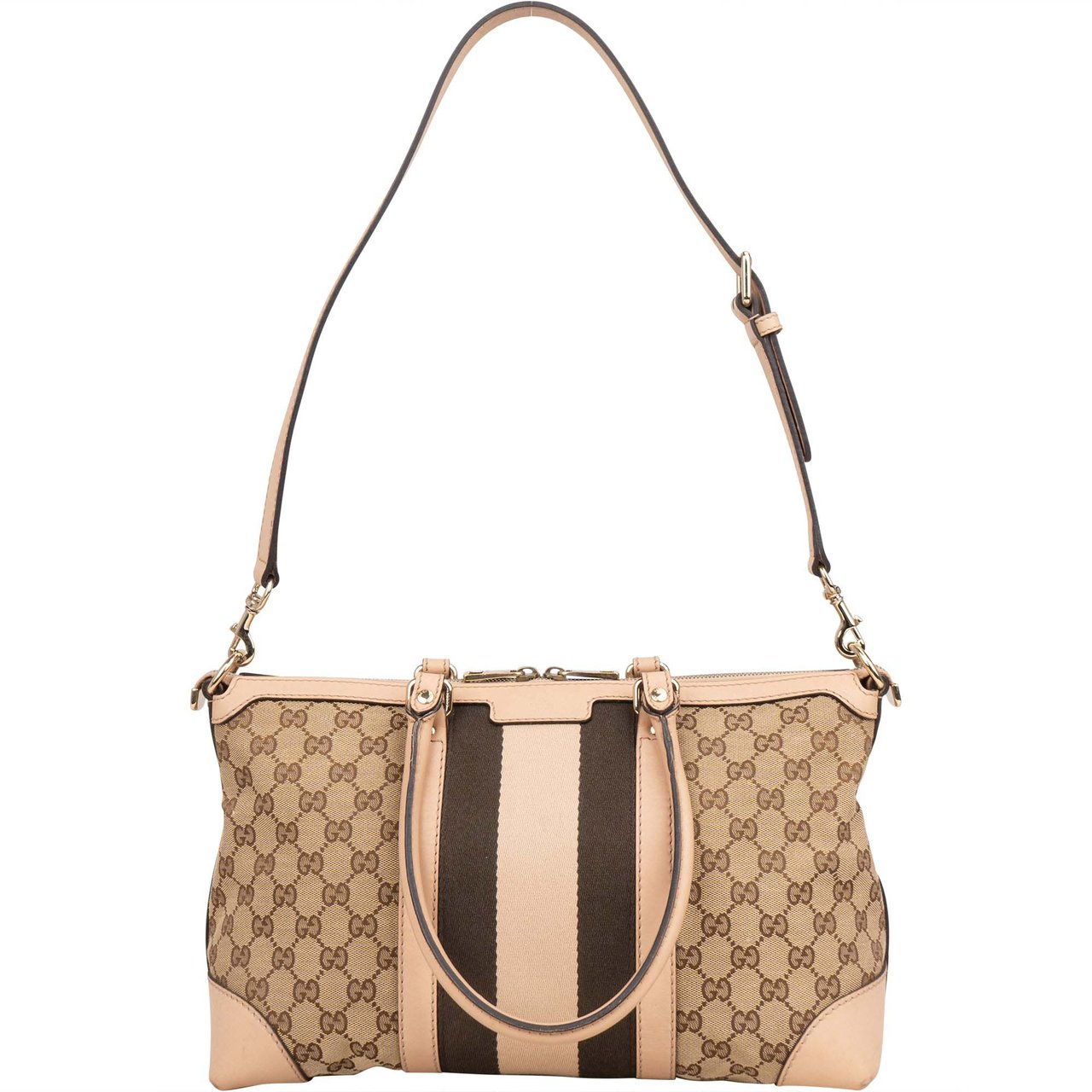 Gucci GG Monogram Boston Handbag Bruin