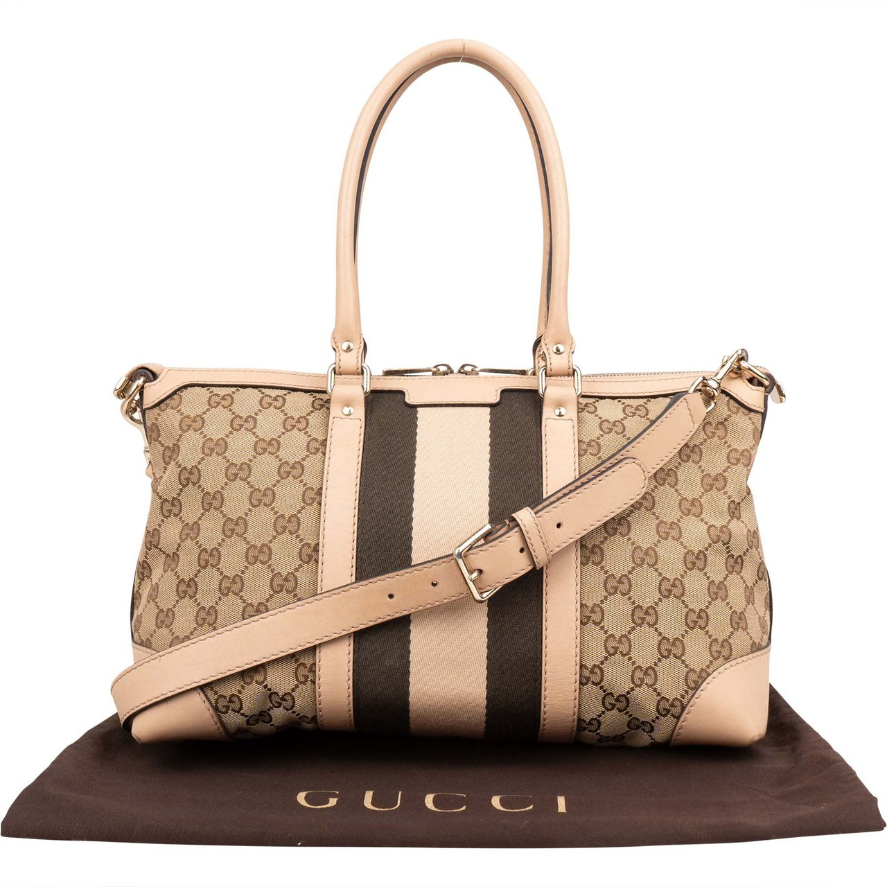 Gucci GG Monogram Boston Handbag Bruin