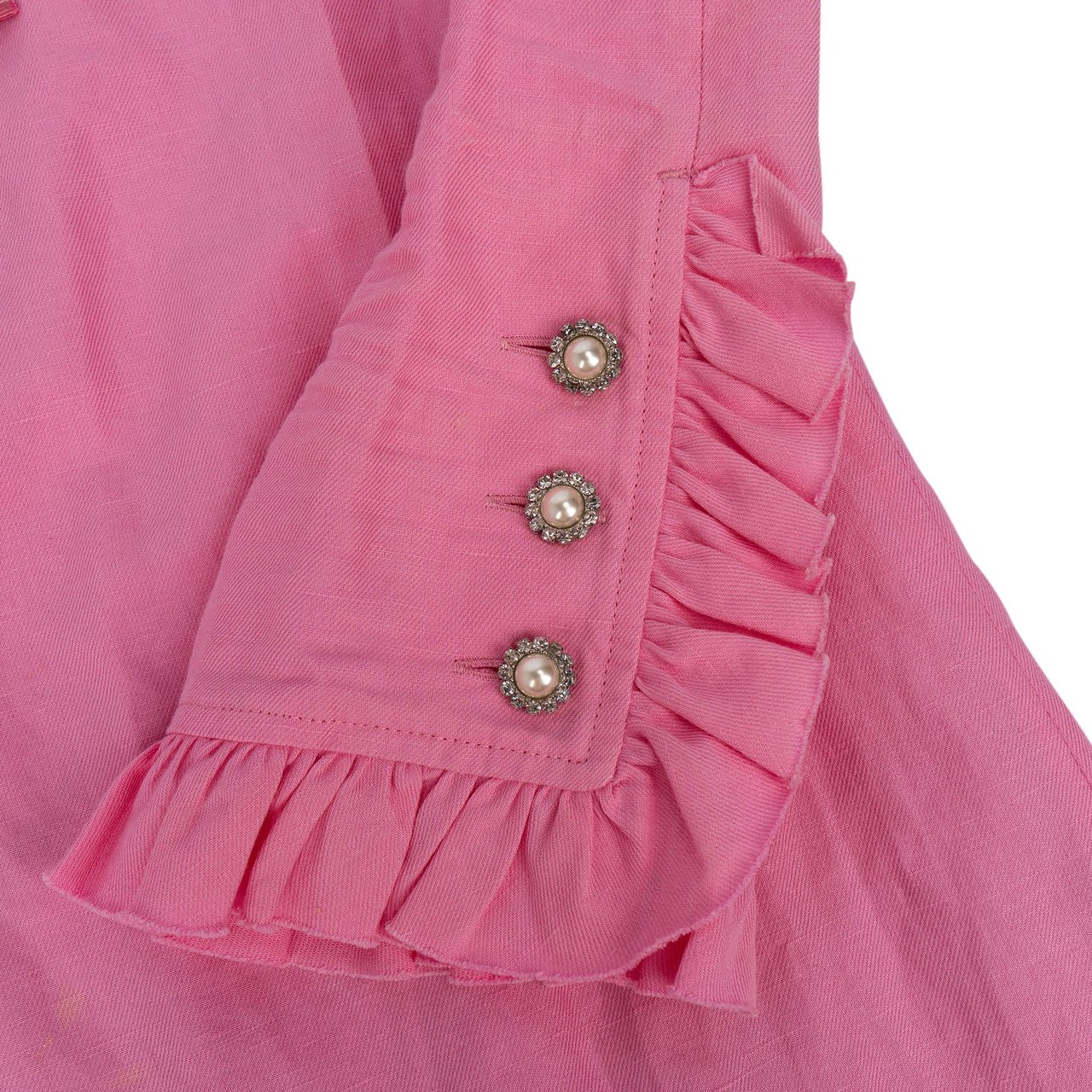 Gucci Pink Cotton Crystal Pearl Dress (DE32-34 / IT36-38) Roze