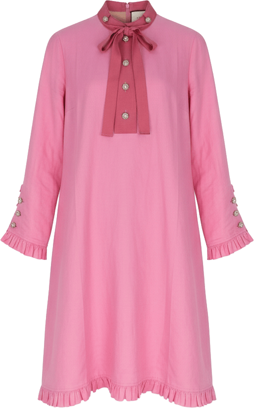Gucci Gucci Pink Cotton Crystal Pearl Dress (DE32-34 / IT36-38) Roze