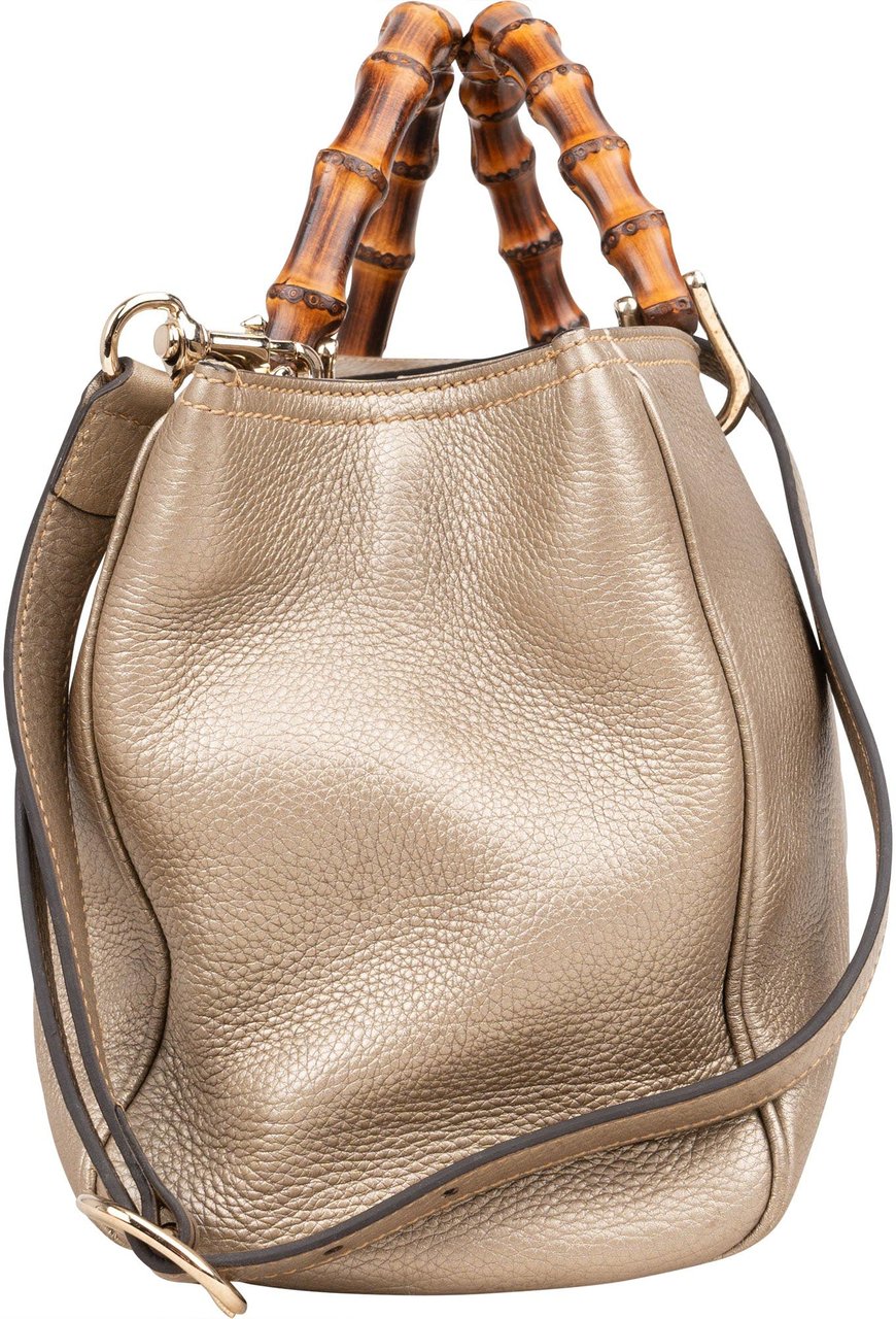 Gucci Gucci Leather Bamboo Handbag Beige