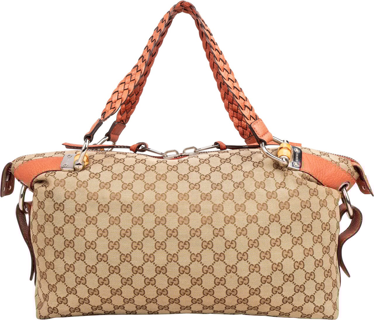 Gucci Gucci GG Monogram Bamboo Shoulder Bag Bruin