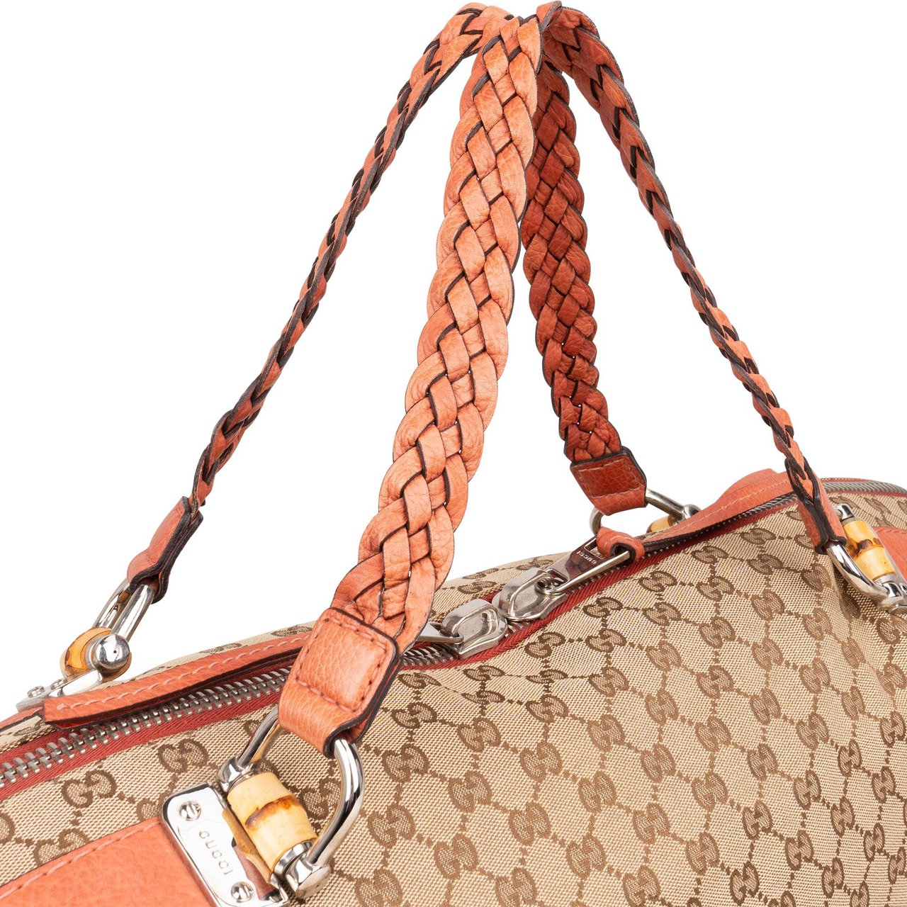 Gucci Gucci GG Monogram Bamboo Shoulder Bag Bruin